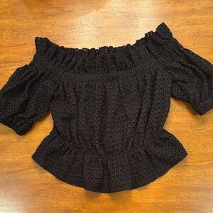 Express Black Crochet Off-Shoulder Blouse